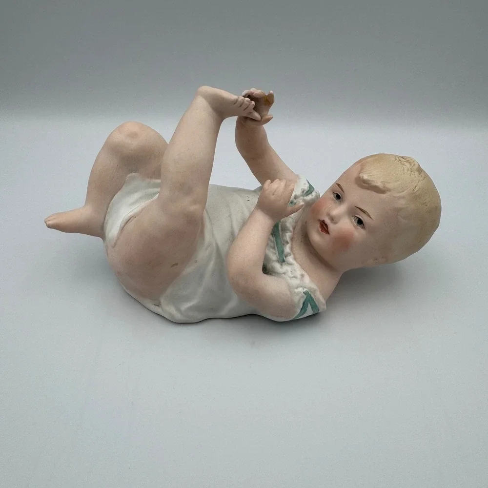 Vintage Gerbruder Heubach Porcelain Bisque Baby Dolls Set German Figurines 1900s